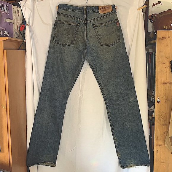 Men’s Big Star Vintage denim Roped Dyed Ring Fabric Light Blue Straight Jeans - Picture 4 of 5